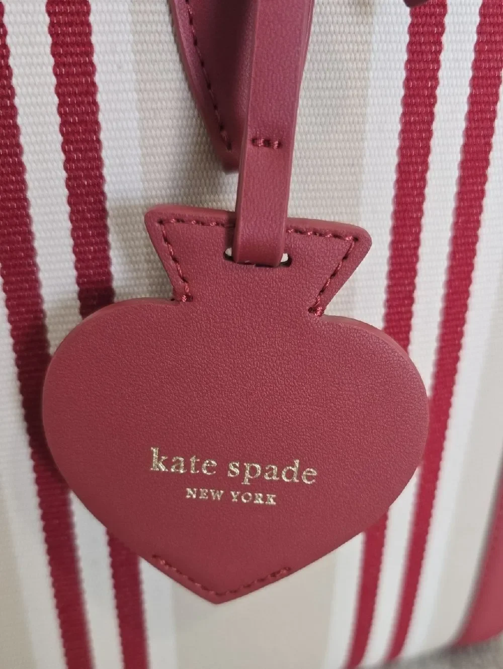 Kate Spade Market Sam Red Cream Striped Shoulder Handbag